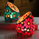 Romantic Flower Beveled Glass Mosaic Candlestick Fashion Home Decoration,European Mosaic Glass Votive Candle Holder,Wedding