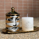Gold Handmade Ceramic Empty Candle Holder Incense Candles Jar Lady Face Red Lip Cup Living Room Ornaments Home Decoration Box Cr