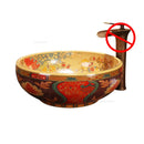 European Ceramic Wash Basin American Art Bathroom Sinks Retro Home Round Single Basin Balcony Toilet Creative Hand Painted Basin