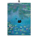 Funny Art Matisse Monet Black Cat Van Gogh Sunflowers Canvas Painting Posters and Prints Wall Pictures for Living Room Decor