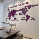 Nordic World Map Acrylic 3D Wall Decal Office Study, Living Room, Sofa, Background Wall Decoration