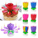 Lotus Candle Creative Rotating Birthday Candle Electric Birthday Cake Music Candles Flower Candle Reusable Decorative Candles