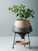 European Ceramic Flower Pot Decoration Metal Stand Abstract Irregular Vase Succulent Plant Flower Pot Modern Home Decoration New