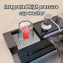 Stainless Steel Waterfall Kitchen Sink With Knife Holder Cup Wash Embossed Extra Large Single Sink Farmhouse Washbasin