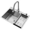 Stainless Steel Kitchen Sink Farmhouse Above Counter Undermounter Single Bowel Wash Basin With Gourmet Faucet Drain Accessories
