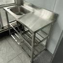 Household Vegetable Washing Basin with Bracket Commercial Stainless Steel Kitchen Sinks Kitchen Workbench Washing Single Sink