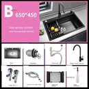 Nordic Metal Kitchen Sinks for Balcony Sink Black Thickened Nano Simple Design Household Kitchen Sink for Kitchen and Restaurant