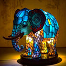 Animal Table Lamp Series Lion Dolphin Wolf Stained Glass Bedside Light Owl Horse Rooster Elephant for Living Room Bedroom Office