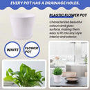 Plastic Plant Flower Pot Planter With Saucer Tray Round Gloss Home Garden Decor, White Upper Caliber -, 17cm / 6.69"