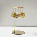 Stainless Steel Gold Round Disc Candlestick Christmas Gift Aromatherapy Running Horse Light Romantic Rotating Candle Holder