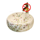 European Ceramic Wash Basin American Art Bathroom Sinks Retro Home Round Single Basin Balcony Toilet Creative Hand Painted Basin