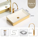 Luxury Gold Ceramic Tabletop Bathroom Sinks Home Hotel European Minimalist Household Washbasin Square Bathroom Wash Basins d