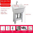 Home Plastic Kitchen Sinks Outdoor Balcony Laundry Pool Modern Simple Dishwashing Sink Floor-standing Single Slot with Bracket