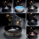 European Retro Bathroom Sinks Ceramic Home Bathroom Washbasins Countertop Basin Small Size Washing Sink Round Single Wash Basin