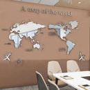 Nordic World Map Acrylic 3D Wall Decal Office Study, Living Room, Sofa, Background Wall Decoration