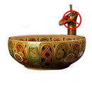 European Ceramic Wash Basin American Art Bathroom Sinks Retro Home Round Single Basin Balcony Toilet Creative Hand Painted Basin
