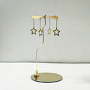 Stainless Steel Gold Round Disc Candlestick Christmas Gift Aromatherapy Running Horse Light Romantic Rotating Candle Holder
