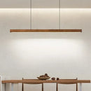 Nordic Wood Long Strip LED Pendant Light Dining Table Lamp Suspension Chandelier for Living Dining Room Kitchen Lighting Fixture
