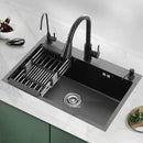 Stainless Steel Kitchen Sinks Black Nano Large Single Tank Countertop Basin Home Kitchen Vegetable Sink 304 Thickened Wash Basin