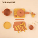 Food Grade Silicone Kitchen Toys Set for Kids Kitchen Accessories Pretend Play Cooking Toy BPA Free Children Educational Toys