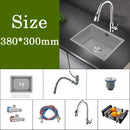 Small Gray Kitchen Sink Above Counter or Undermount 304 Stainless Steel Single Bowl Washing Basin Drain Accessories for Kitchen
