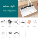 White Nano Multifunctional Kitchen Sink 304 Stainless Steel Large Single Sink Integrated Kitchen Digital Waterfall Faucet