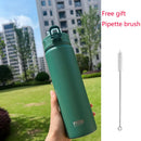 Thermos Bottle with Straw 750ml Stainless Steel Thermal Cup Car Insulated Flask Water Tumbler for Outdoor Sports