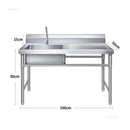 Commercial Kitchen Sinks with Platform Floor-standing Stainless Steel Single-slot Vegetable Basin Home Washing Sink with Bracket