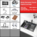 Waterfall Sink Stainless Steel Kitchen Sink Embossed Large Single Slot Ambient light Digital Display Faucet Set Soap Dispenser