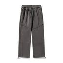 Splicing Split Design Shake Velvet Casual Pants Men's Autumn Winter Loose Leg Adjustable Drawstring Long Pants Warm  Soft