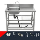 Household Vegetable Washing Basin with Bracket Commercial Stainless Steel Kitchen Sinks Kitchen Workbench Washing Single Sink