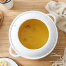 Japanese white porcelain enamel frying pan home thickened tempura double ears soup health stewpan pot induction cooker general