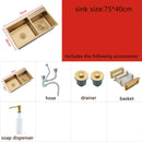 Gold Kitchen Sink Above Counter or Undermount double Bowl Goldn Basket Drainer Soap Dispenser Washing Basin 304 Stainless Steel