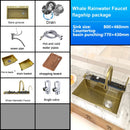 Stainless Steel Waterfall Kitchen Sink Embossed Single Bowl Digital Display Extra Large Multifunctional Washing Sinks 100x50cm