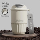410ml Ceramic Liner Thermos Coffee Cup Double Wall Stainless Steel Vacuum Insulated Thermos For Coffee Thermal Mug Tumbler Gift