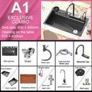 Waterfall Sink Kitchen Stainless Steel Topmount Sink Embossed Large Single Slot Wash Basin With Multifunction Tank Low Price
