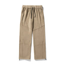 Splicing Split Design Shake Velvet Casual Pants Men's Autumn Winter Loose Leg Adjustable Drawstring Long Pants Warm  Soft