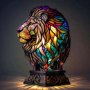 Animal Table Lamp Series Lion Dolphin Wolf Stained Glass Bedside Light Owl Horse Rooster Elephant for Living Room Bedroom Office