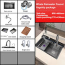 Stainless Steel Waterfall Kitchen Sink Embossed Single Bowl Digital Display Extra Large Multifunctional Washing Sinks 100x50cm