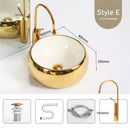 Luxury Gold Ceramic Tabletop Bathroom Sinks Home Hotel European Minimalist Household Washbasin Square Bathroom Wash Basins d