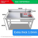 Commercial Kitchen Sinks with Platform Floor-standing Stainless Steel Single-slot Vegetable Basin Home Washing Sink with Bracket