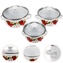3pcs Kitchen Stockpot Delicate Enamel Cooking Pot Stock Pot Noodle Cooking Pot enamel pots small pot enamel pans for cooking