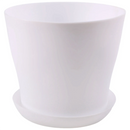 Plastic Plant Flower Pot Planter With Saucer Tray Round Gloss Home Garden Decor, White Upper Caliber -, 17cm / 6.69"