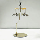 Stainless Steel Gold Round Disc Candlestick Christmas Gift Aromatherapy Running Horse Light Romantic Rotating Candle Holder