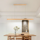 Modern LED Pendant Light wood Long Strip dining table lamp suspension Chandelier for living dining room kitchen lighting fixture