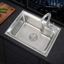 Silvery 304 Stainless Steel Kitchen Sink Multiple Size Undermount Basin Sink Single Tank Wash Vegetables Thickened Basin Set