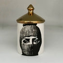 Gold Handmade Ceramic Empty Candle Holder Incense Candles Jar Lady Face Red Lip Cup Living Room Ornaments Home Decoration Box Cr
