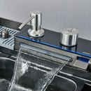 Kitchen Sink Faucet Large Integrate Digital Display Multi-Function Buttons Waterfall Soap Dispenser Cup Washer Kitchen Sink