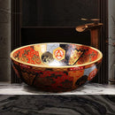 European Ceramic Wash Basin American Art Bathroom Sinks Retro Home Round Single Basin Balcony Toilet Creative Hand Painted Basin