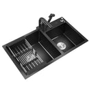 304 Stainless Steel Nano Black Kitchen Sink Vegetable Wash Basin For Home Fixture With  Faucet Drain Accessories Topmount